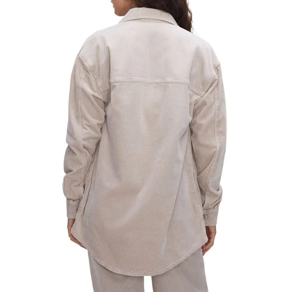 GOOD AMERICAN Corduroy Shacket In Bone Size 3/4 L/XL - Picture 7 of 10